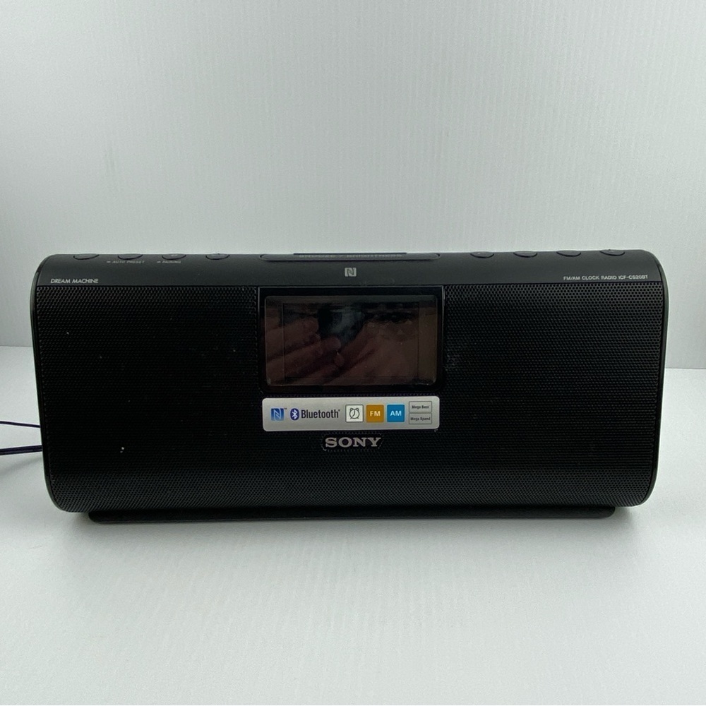 Sony Bluetooth Wireless Alarm Clock Radio Speaker System Black ICF-CS20BT